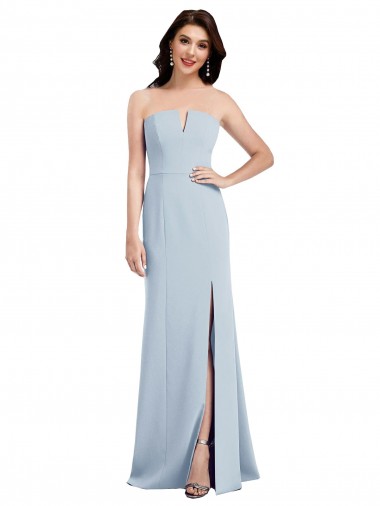 Affordable Strapless Notch Crepe Prom Dress with Front Slit Canada