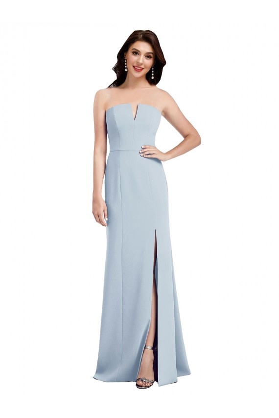 Affordable Strapless Notch Crepe Prom Dress with Front Slit Canada