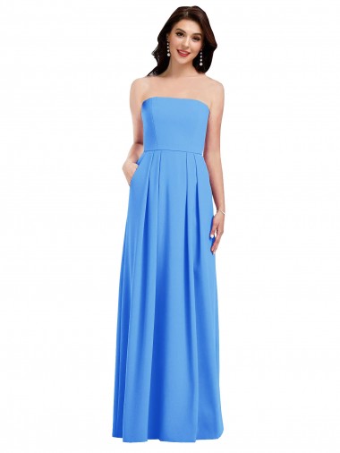 Affordable Strapless Pleated Skirt Crepe Prom Dress with Pockets Canada
