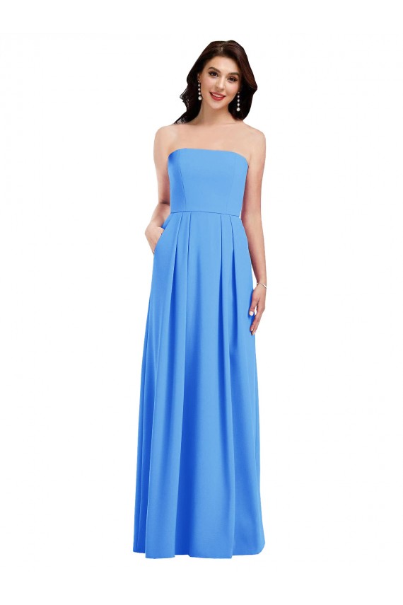 Affordable Strapless Pleated Skirt Crepe Prom Dress with Pockets Canada