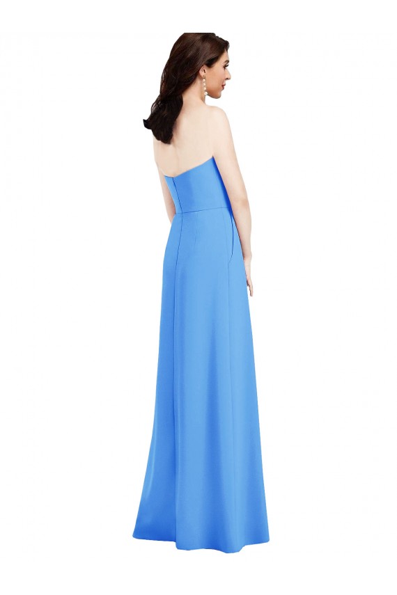 Affordable Strapless Pleated Skirt Crepe Prom Dress with Pockets Canada