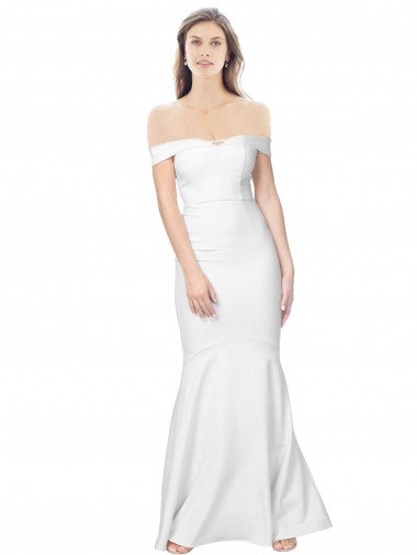 Affordable Mermaid Off the Shoulder Long Crepe Prom Dress with Low Back Canada
