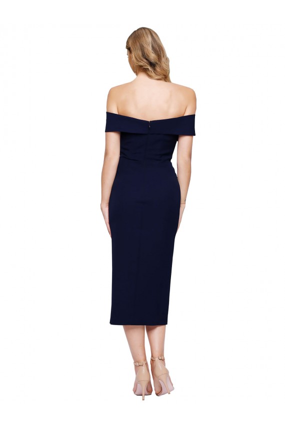 Affordable Midi Length Short Crepe Cocktail Prom Dress / Homecoming Dress with Side Split Canada