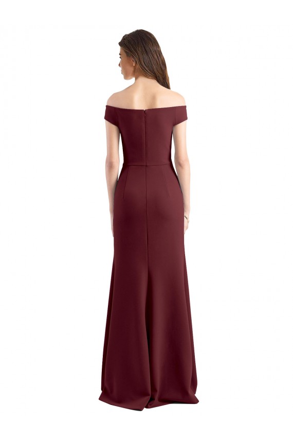 Affordable Off the Shoulder Fit and Flare Stretch Crepe Prom Dress Canada