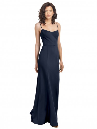 Affordable Fit and Flare Scoop Neck Long Sleeveless Stretch Crepe Prom Dress Canada