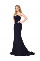 Affordable Sweetheart High Neck Sweep Train Sleeveless Crepe Prom Dress Canada