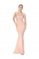 Affordable Sweetheart Shirred Neck Long Floor Length Crepe Prom Dress Canada