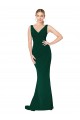 Affordable V-Neck Floor Length Long Crepe Mermaid Prom Dress Canada