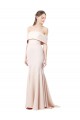 Affordable Mermaid Bardot Maxi Crepe Bridesmiad Dress with Fishtail Train Canada