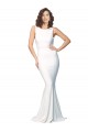 Affordable High Neck Low V-Back Long Crepe Prom Dress Canada