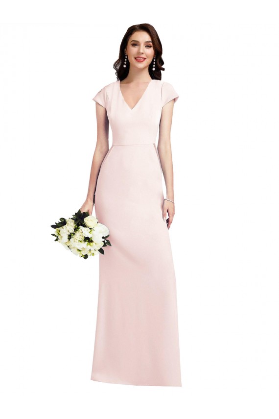 Affordable Cap Sleeve A-Line Crepe Prom Dress with Pockets Canada