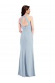 Affordable Open Back Halter Maxi Crepe Prom Dress with Draped Bow Canada