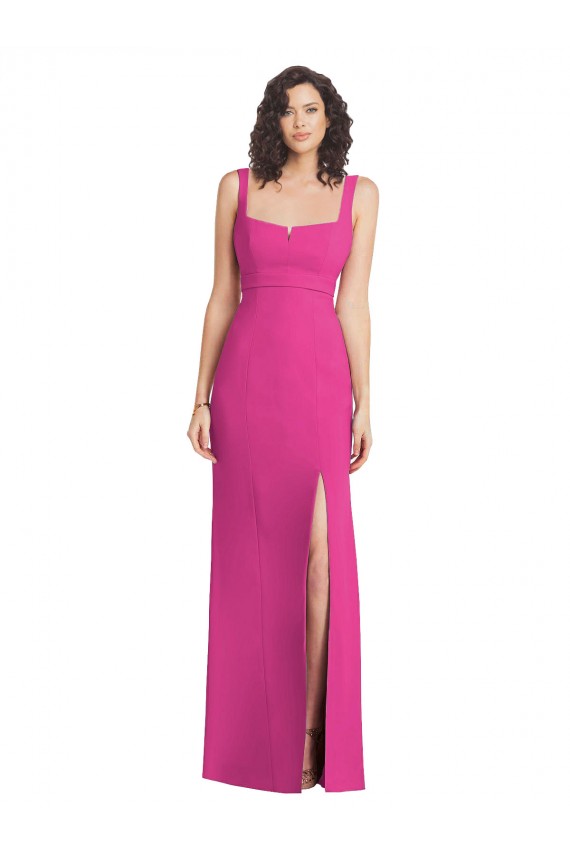 Affordable Wide Strap Notch Empire Waist Bridesaid Dress with Front Slit Canada