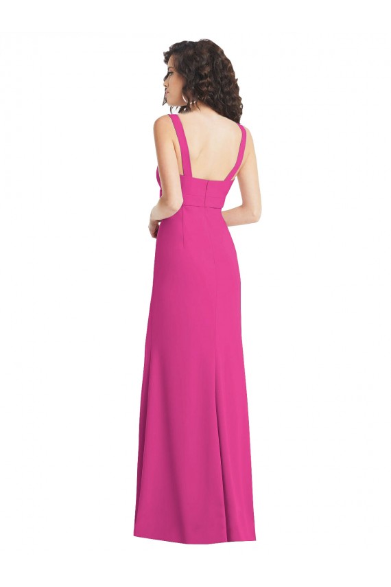 Affordable Wide Strap Notch Empire Waist Bridesaid Dress with Front Slit Canada