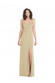 Affordable Wide Strap Slash Cutout Empire Crepe Prom Dress with Front Slit Canada