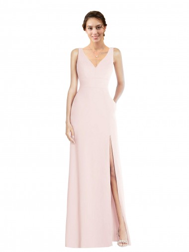 Affordable Square Neck Low Back A-Line Prom Dress with Front Slit and Pockets Canada