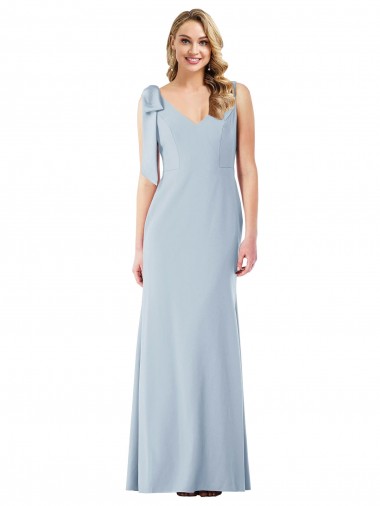 Affordable V-Back Bow Shoulder Trumpet Prom Dress Canada