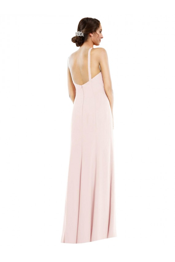 Affordable Criss Cross Halter Princess Line Trumpet Crepe Prom Dress Canada
