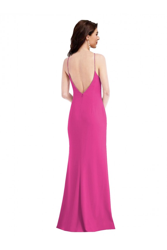Affordable Open Back High Neck Halter Trumpet Crepe Prom Dress Canada