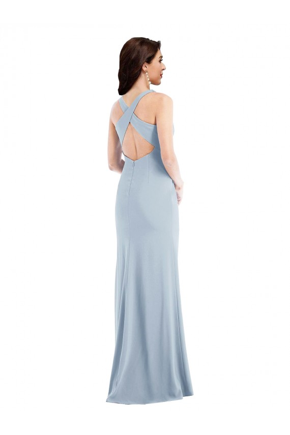 Affordable Criss Cross Cutout Back Maxi Prom Dress with Front Slit Canada