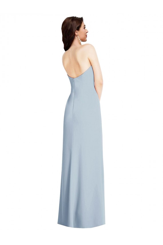 Affordable Strapless Scoop Back Maxi Crepe Prom Dress with Front Slit Canada