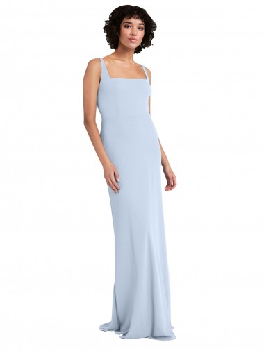 Affordable Slim Square Neck Fit and Flare Full Length Stretch Crepe Prom Dress Canada