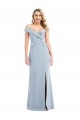 Affordable Off the Shoulder Tuxedo Maxi Prom Dress with Front Slit Canada