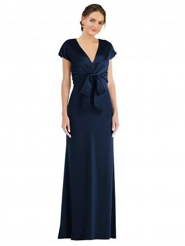 Affordable Soft Bow Blouson Bodice Trumpet Crepe Prom Dress Canada