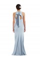Affordable Cutout Open Back Halter Maxi Crepe Prom Dress with Scarf Tie Canada