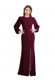 Affordable Puff Sleeves Long Maxi Briddesmaid Dress with Cutout Tie Back Canada