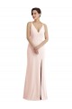 Affordable Skinny Strap Deep V-Neck Trumpet Crepe Prom Dress with Front Slit Canada
