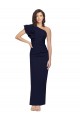 Affordable Ruched Floor Length Long Crepe Prom Dress with Shoulder Ruffles Canada