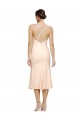 Affordable Midi Length V-Neckline Crepe Cocktail Prom Dress / Homecoming Dress with Thin Straps and Fulted Skirt Canada