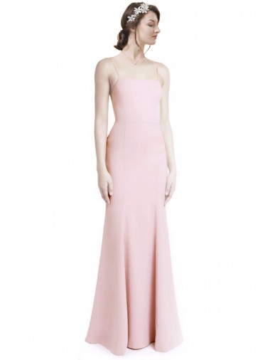 Affordable Square Neck Criss Cross Open Back Slim Crepe Prom Dress with Spaghetti Straps Canada