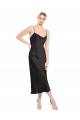 Affordable Cowl Neck Midi Length Short Stretch Satin Slip Cocktail Prom Dress / Homecoming Dress Canada