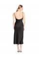 Affordable Cowl Neck Midi Length Short Stretch Satin Slip Cocktail Prom Dress / Homecoming Dress Canada