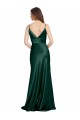 Affordable High V-Neck Long Full Length Sheath Stretch Satin Prom Dress Canada
