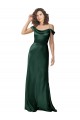 Affordable Off the Shoulder Sleeves Long Stretch Satin Prom Dress with Pleated Draped Neckline Canada