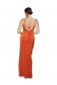 Affordable Front Cowl Neck Long Floor Length Stretch Satin Prom Dress with High Side Split Canada