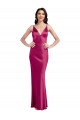 Affordable V-Neck Spaghetti Straps Slim Stretch Satin Prom Dress with Low Scoop Back Canada
