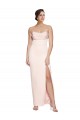 Affordable Cowl Neck Strapless Stretch Satin Prom Dress with High Split Canada