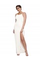 Affordable High Neck Stretch Satin Prom Dress with Low Back and Side Slit Canada