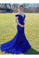 Affordable Off the Shoulder Sleeveless Long Sweep Train Velvet Sequin Prom Dress Canada