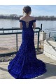 Affordable Off the Shoulder Sleeveless Long Sweep Train Velvet Sequin Prom Dress Canada