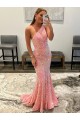 Affordable Open Back One Shoulder Sleeveless Long Sweep Train Velvet Sequin Prom Dress Canada