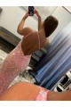 Affordable Open Back One Shoulder Sleeveless Long Sweep Train Velvet Sequin Prom Dress Canada