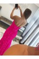 Affordable Strapless Sleeveless Long Sweep Train Velvet Sequin Prom Dress with Side Slit Canada