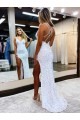 Affordable Sleeveless V-Neck Long Floor Length Velvet Sequin Prom Dress with Slit Canada