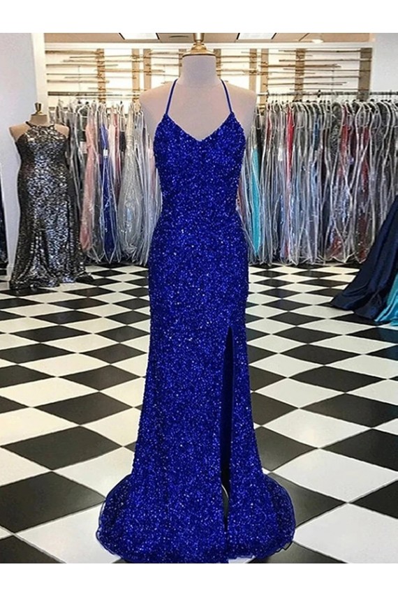 Affordable V-Neck Sleeveless Long Velvet Sequin Prom Dress Canada