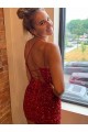 Affordable V-Neck Sleeveless Short Velvet Sequins Prom Dress Canada